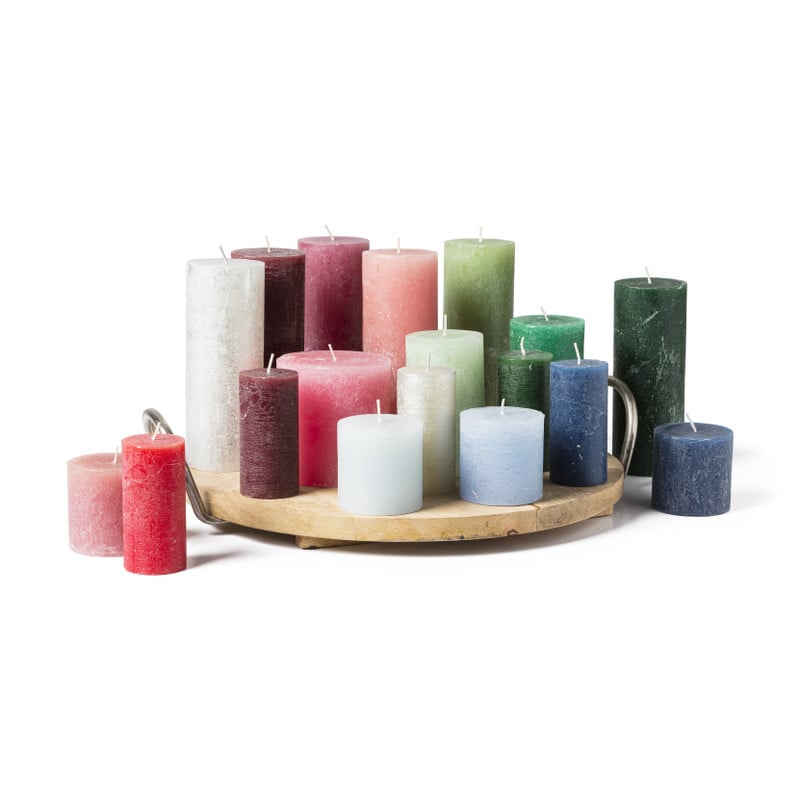 Kaars rustiek - matgroen - 7x18 cm